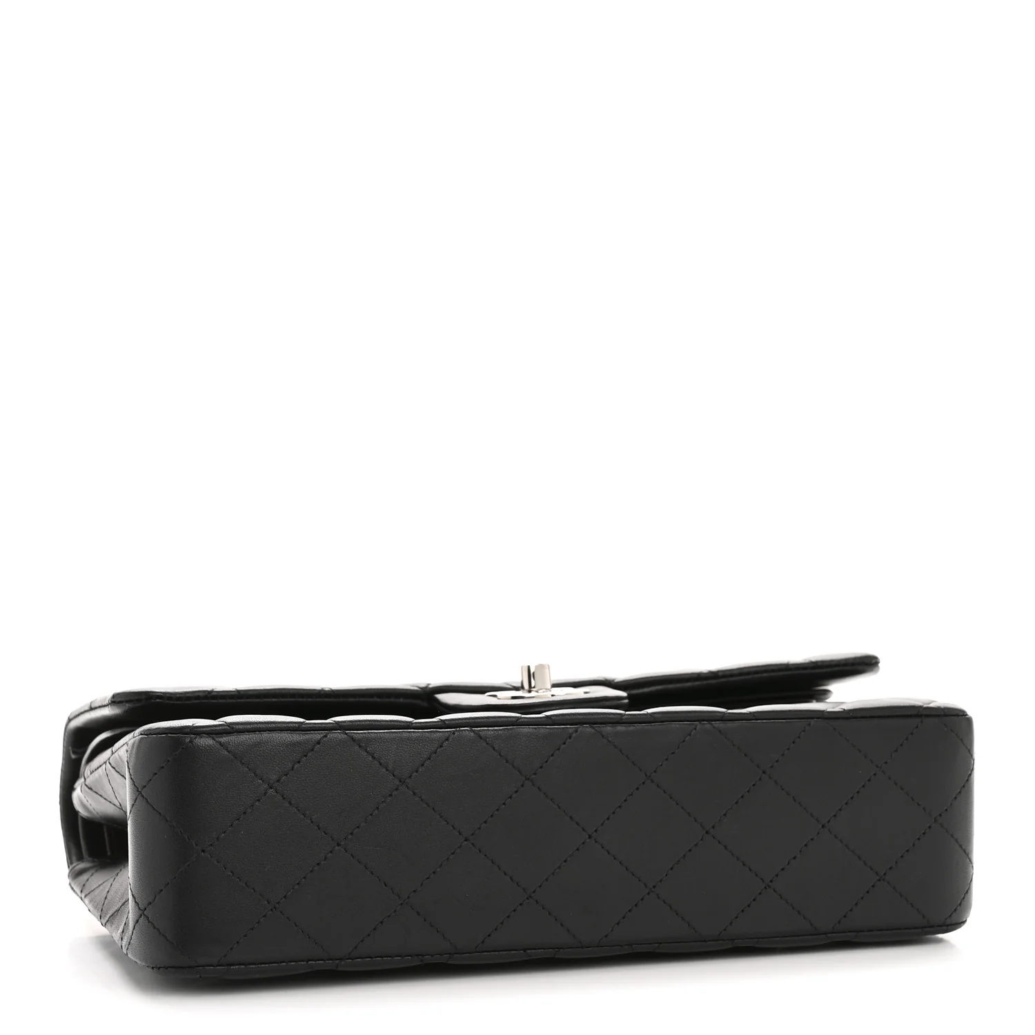 Lambskin Quilted Medium Double Flap Black - Top Club