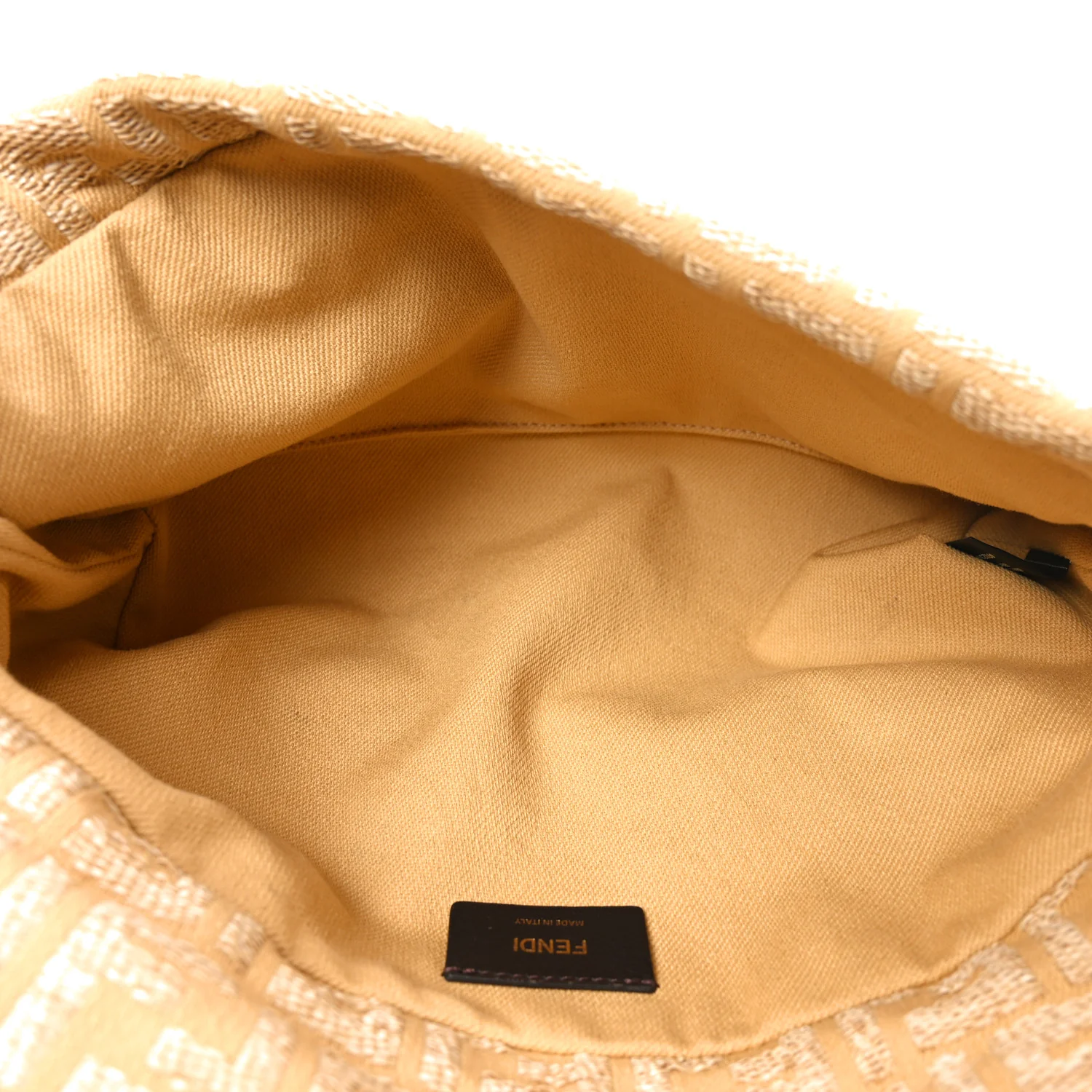 Fabric Jacquard Raffia Straw Fringe Medium Mamma Baguette Beige - Top Club