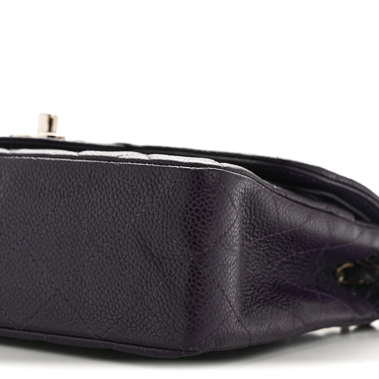 Caviar Quilted Small Double Flap Dark Purple - Top Club