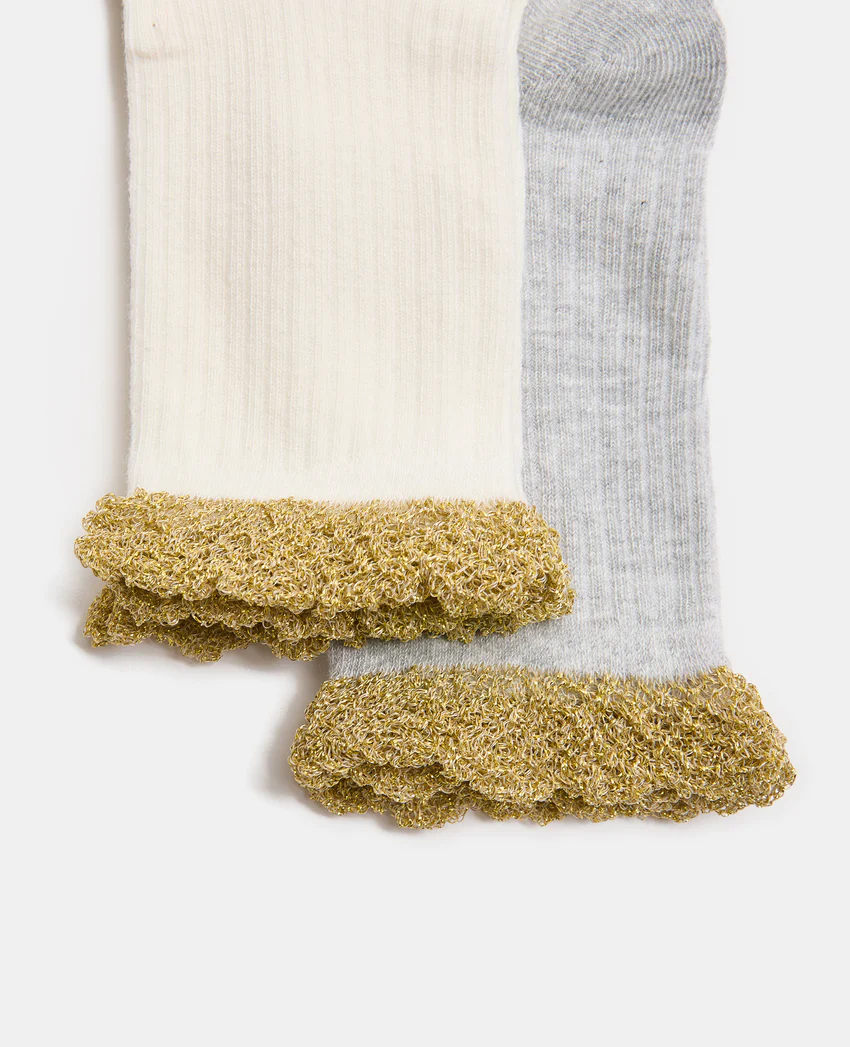 Pimkie Lot de 2 paires de chaussettes avec volants lurex