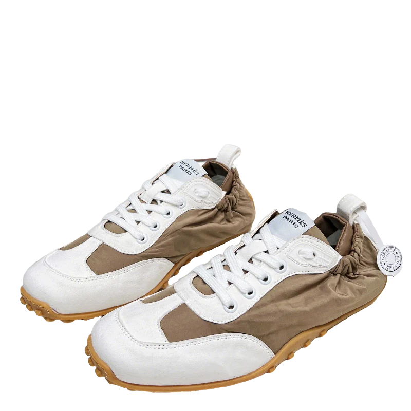 Hermès Unisex Brown And White Sneakers For Luxury Casual Style - Sneaker Replica Workshop