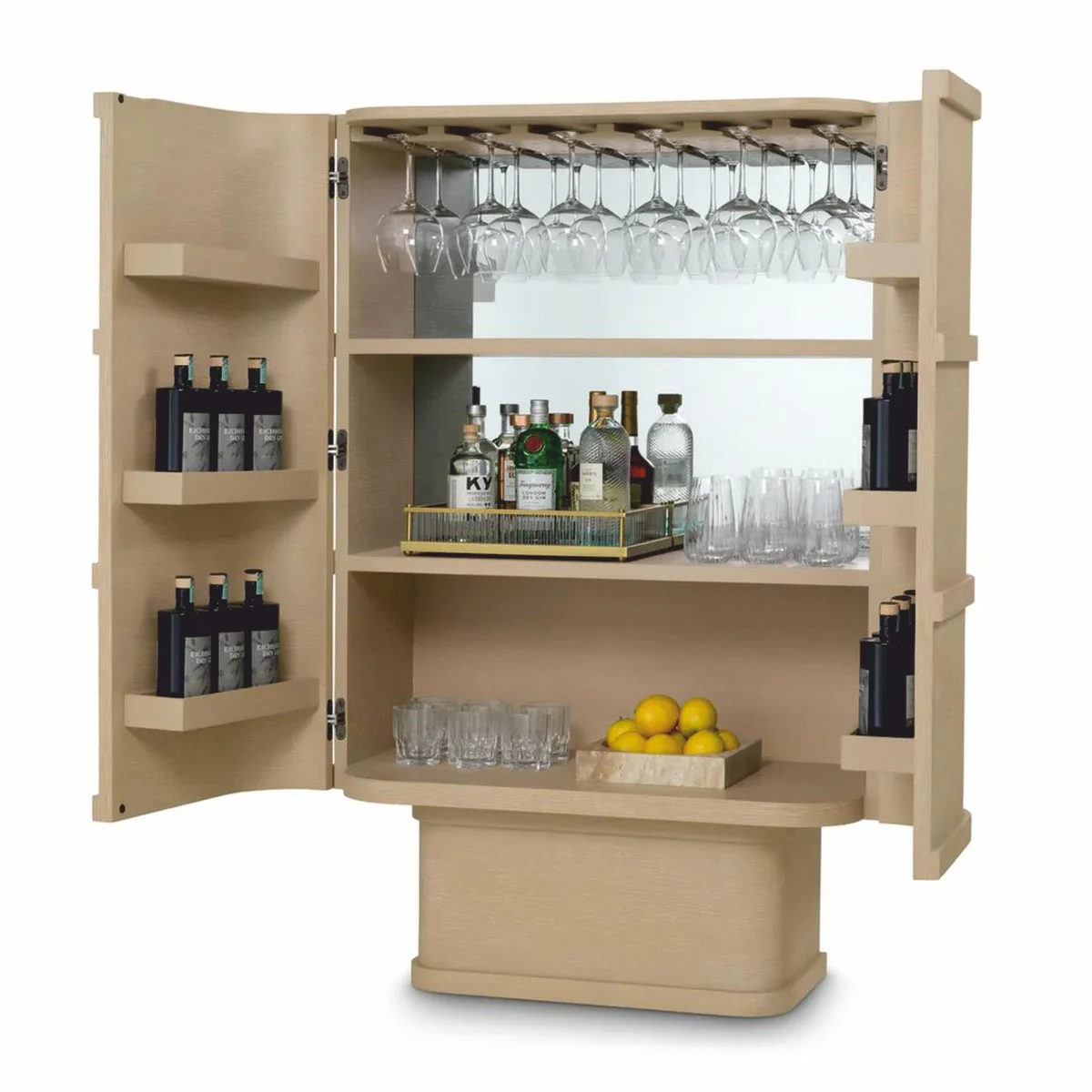 Luxury bar cabinet / wine cabinet with 2 doors beige H. 145.5 cm - bar furniture