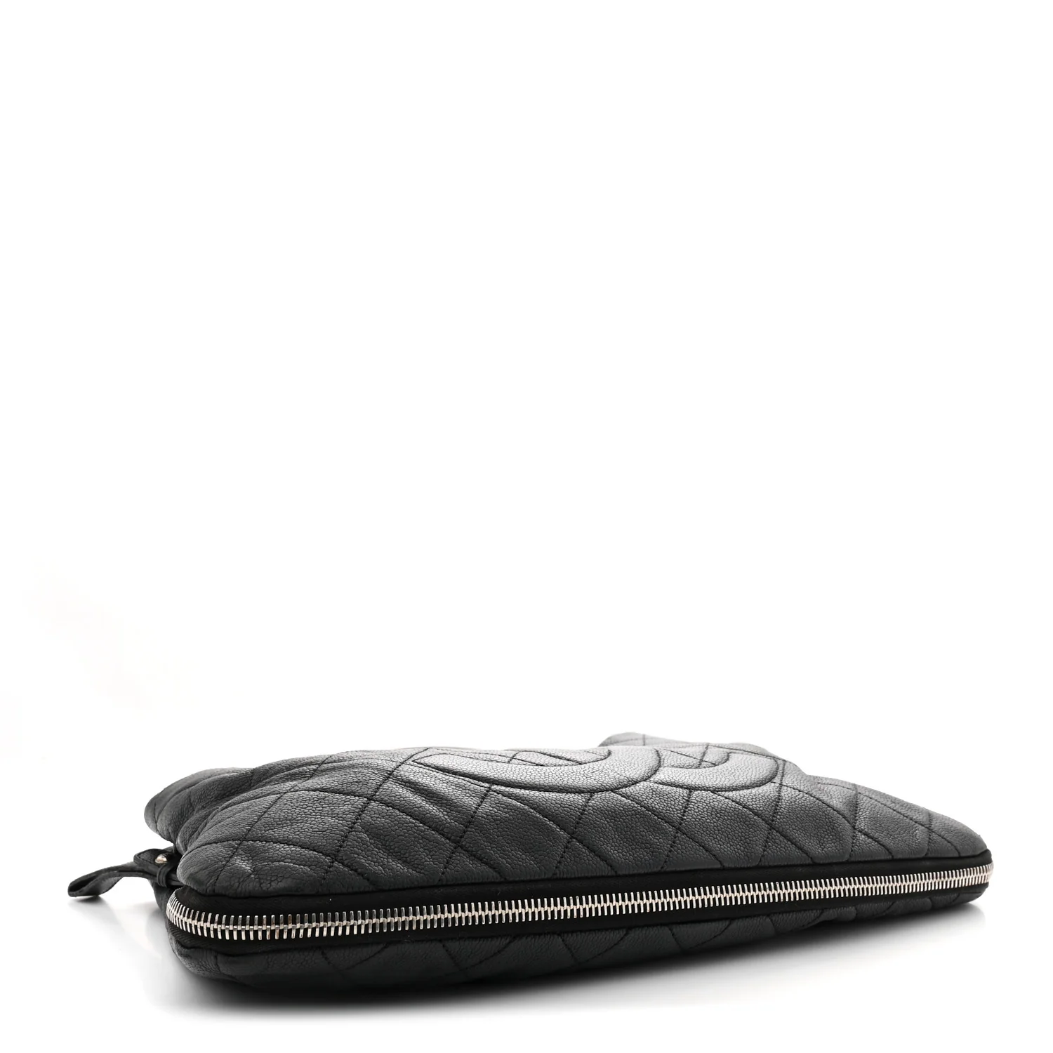 Caviar Quilted Expandable Zip Shoulder Bag Black - Top Club
