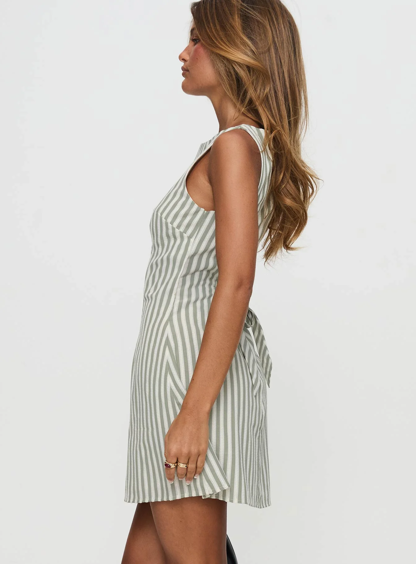 Alfalfa Shift Mini Dress Green Stripe