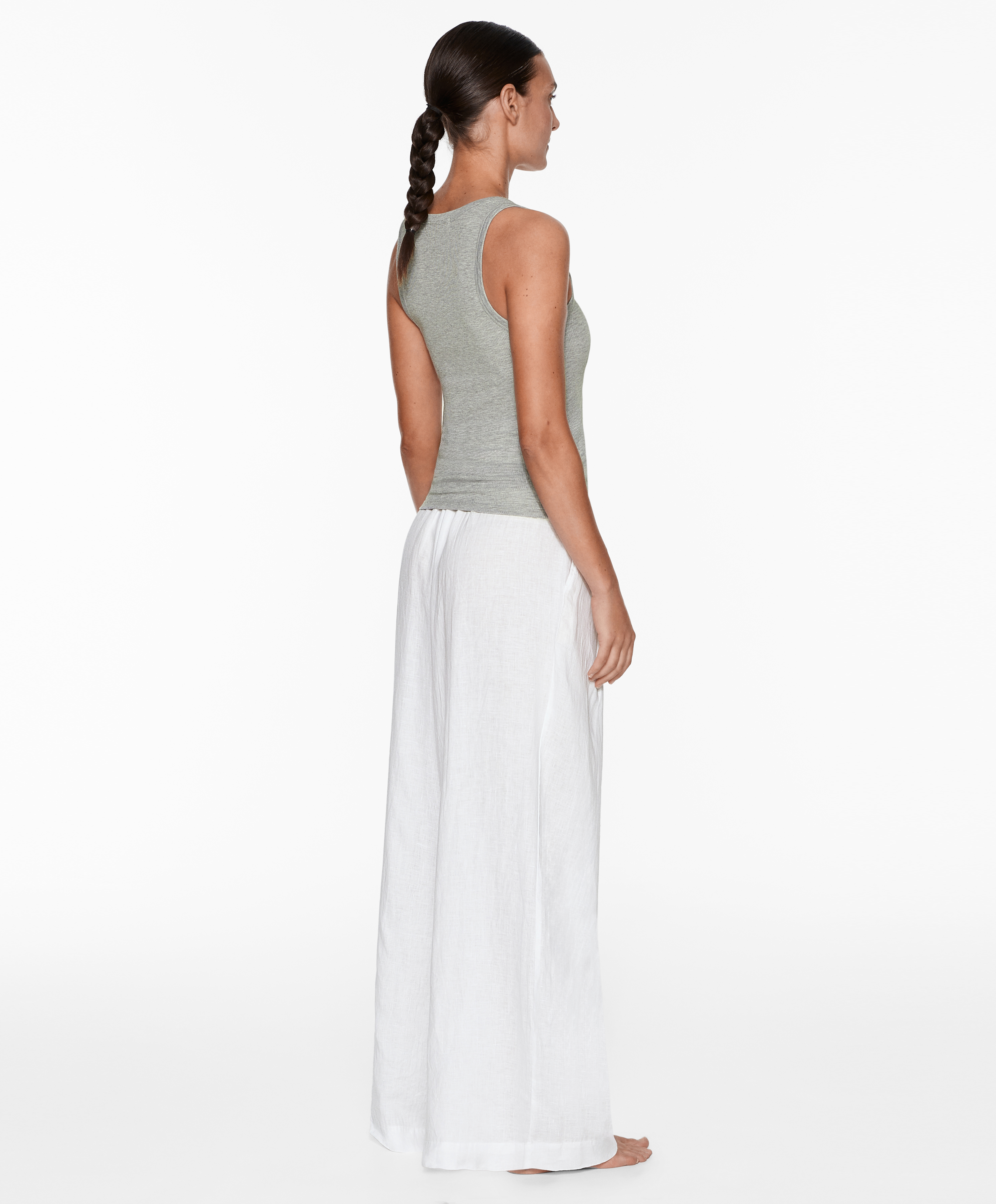 OYSHO Rib vest top with cotton and modal