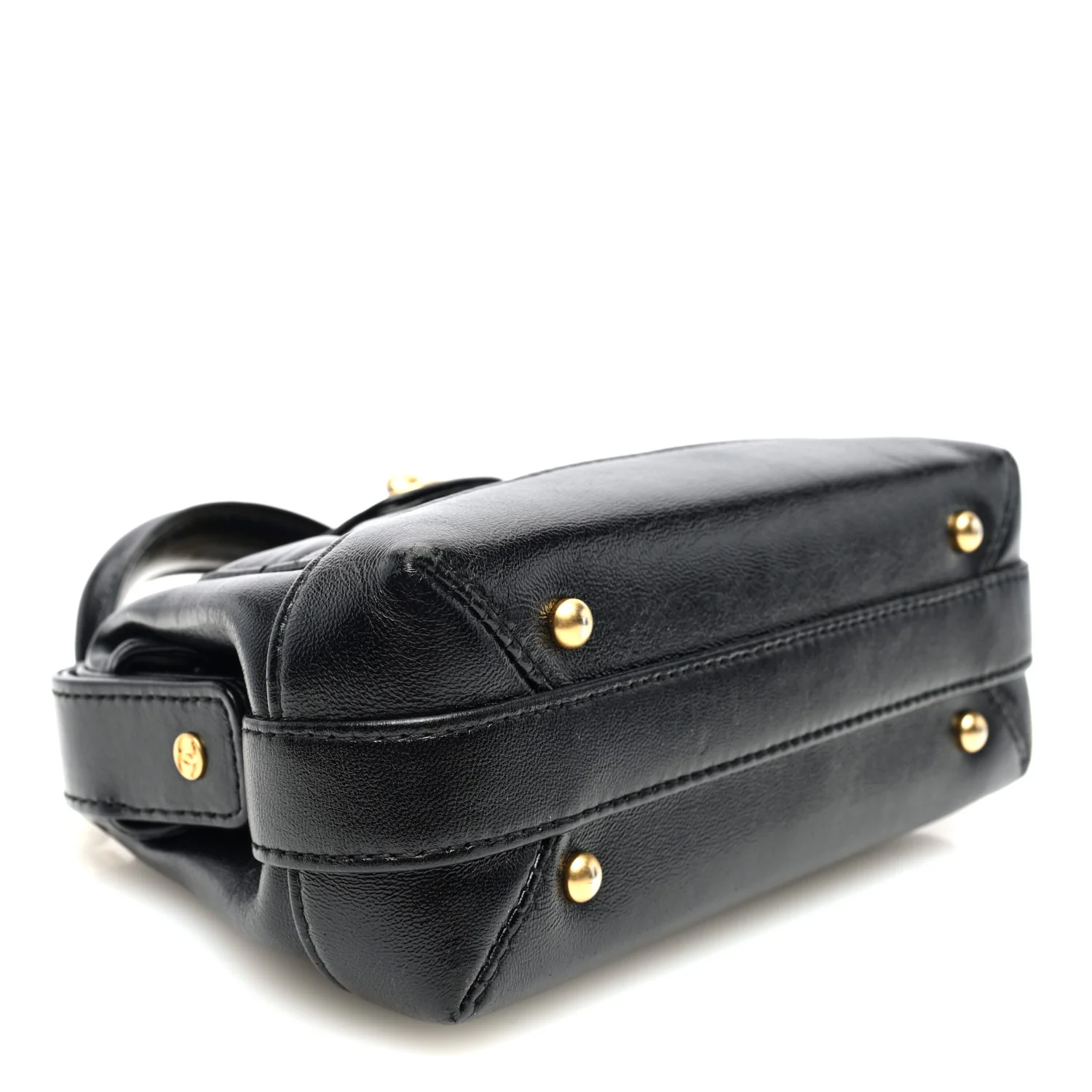 Shiny Lambskin Quilted Mini Cocodoc Top Handle Bag Black - Top Club