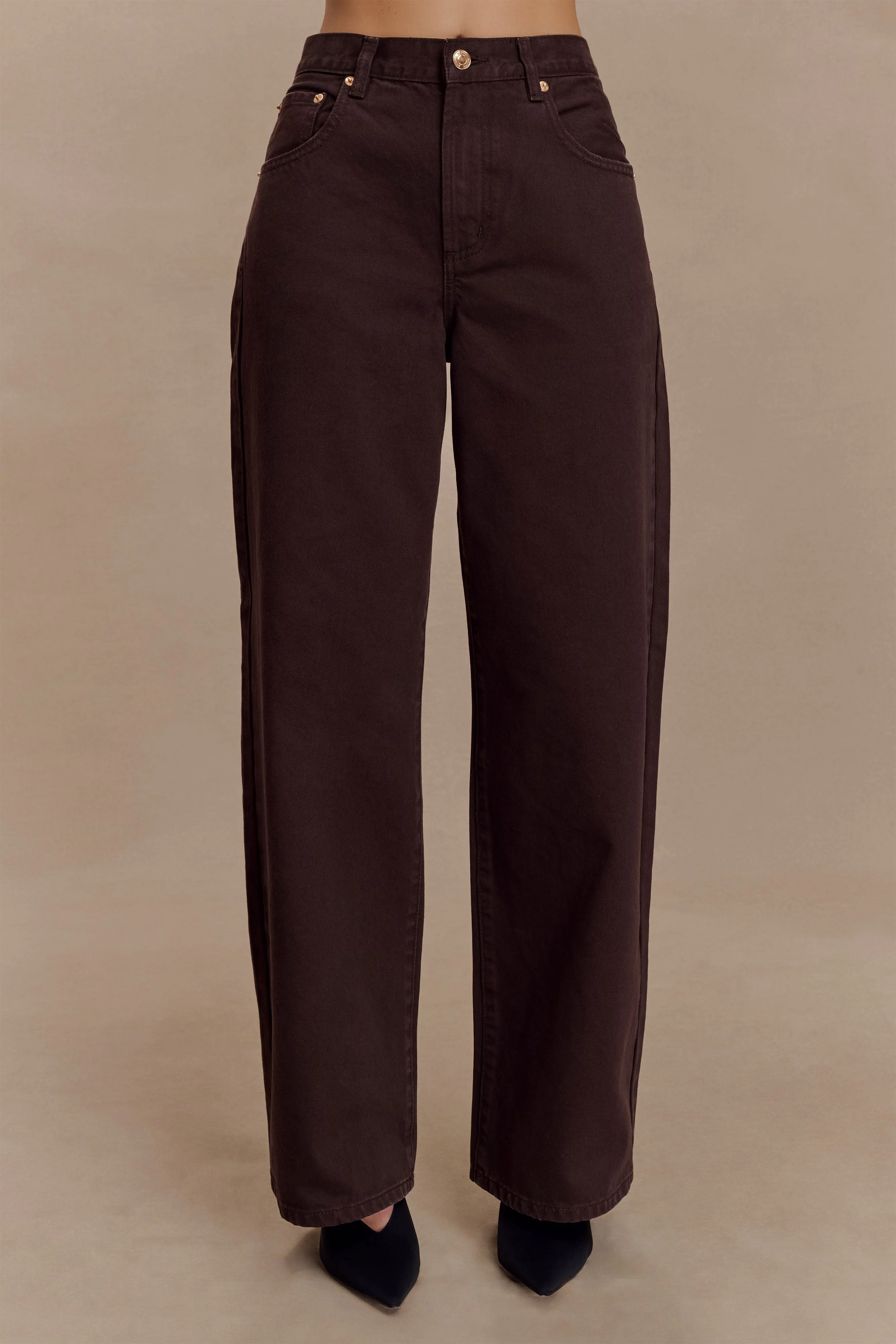 Mannon Mid Rise Denim Jeans - Chocolate