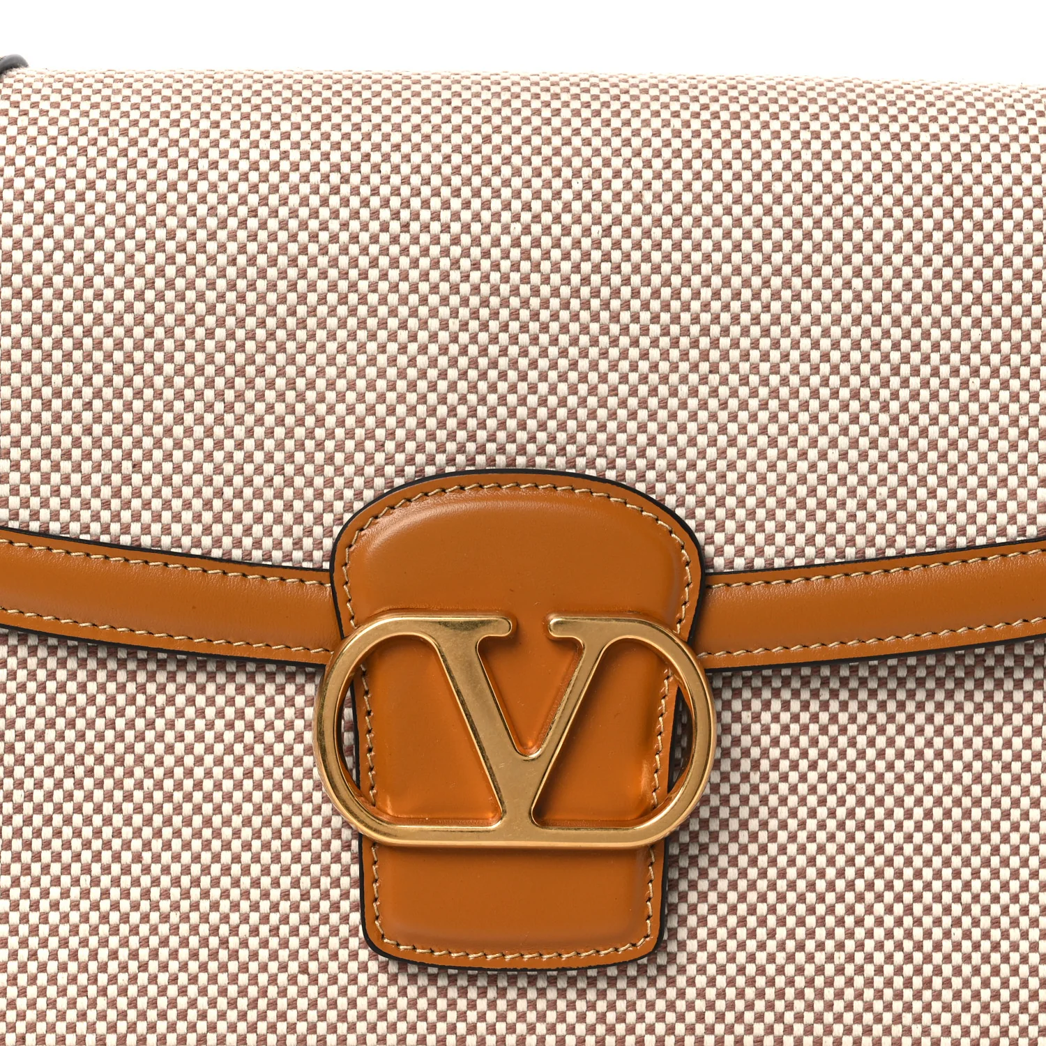 Smooth Calfskin Canvas 9to5 Shoulder Bag Natural Golden - Top Club