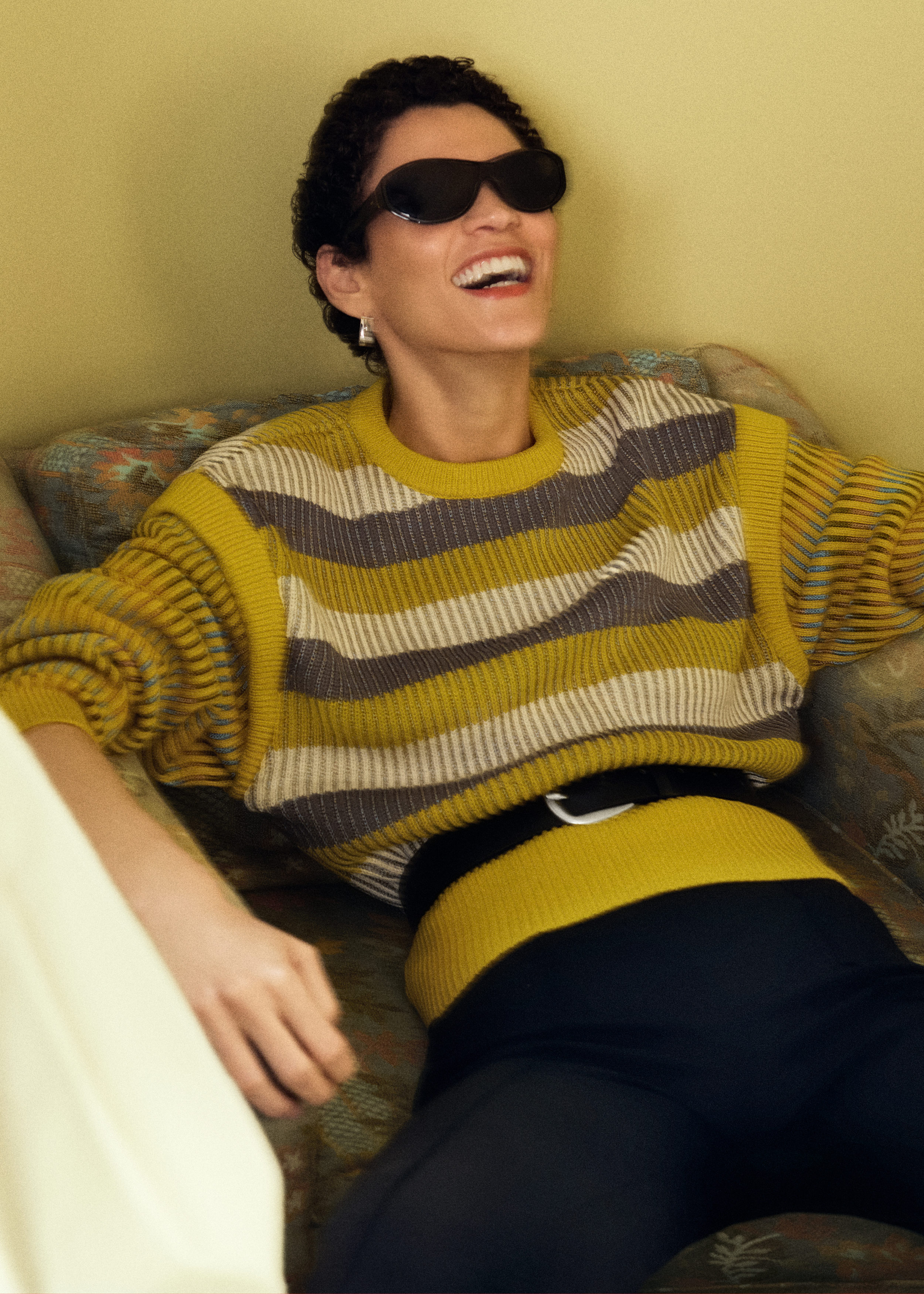 & Other Stories STRIPED PANEL KNIT JUMPER