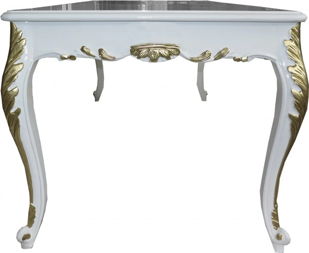 Baroque dining room set white / white / gold - dining table + 6 chairs - furniture antique style