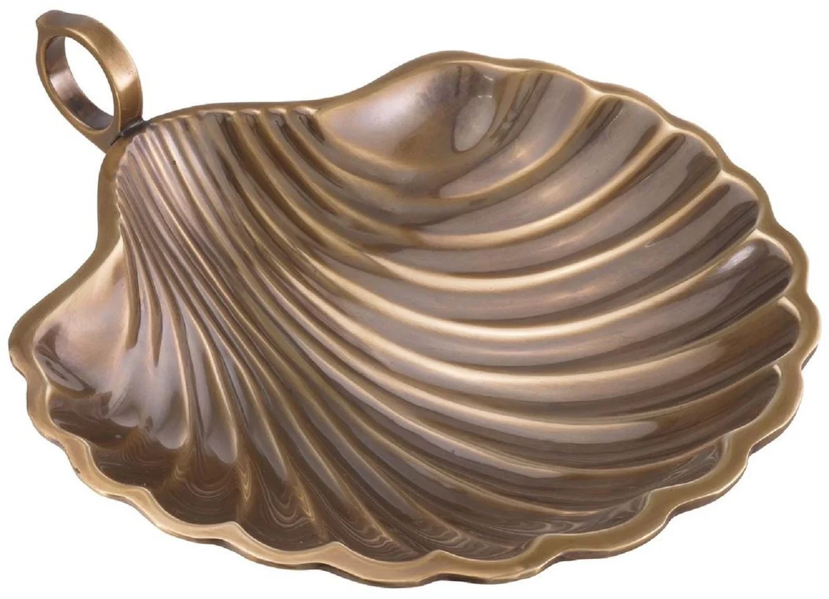 Luxus Serviertablett Vintage Messing 22,5 x 19,5 x H. 5,5 cm - Messing Tablett in Muschelform - Hotel & Restaurant Accessoires - Luxus Qualität