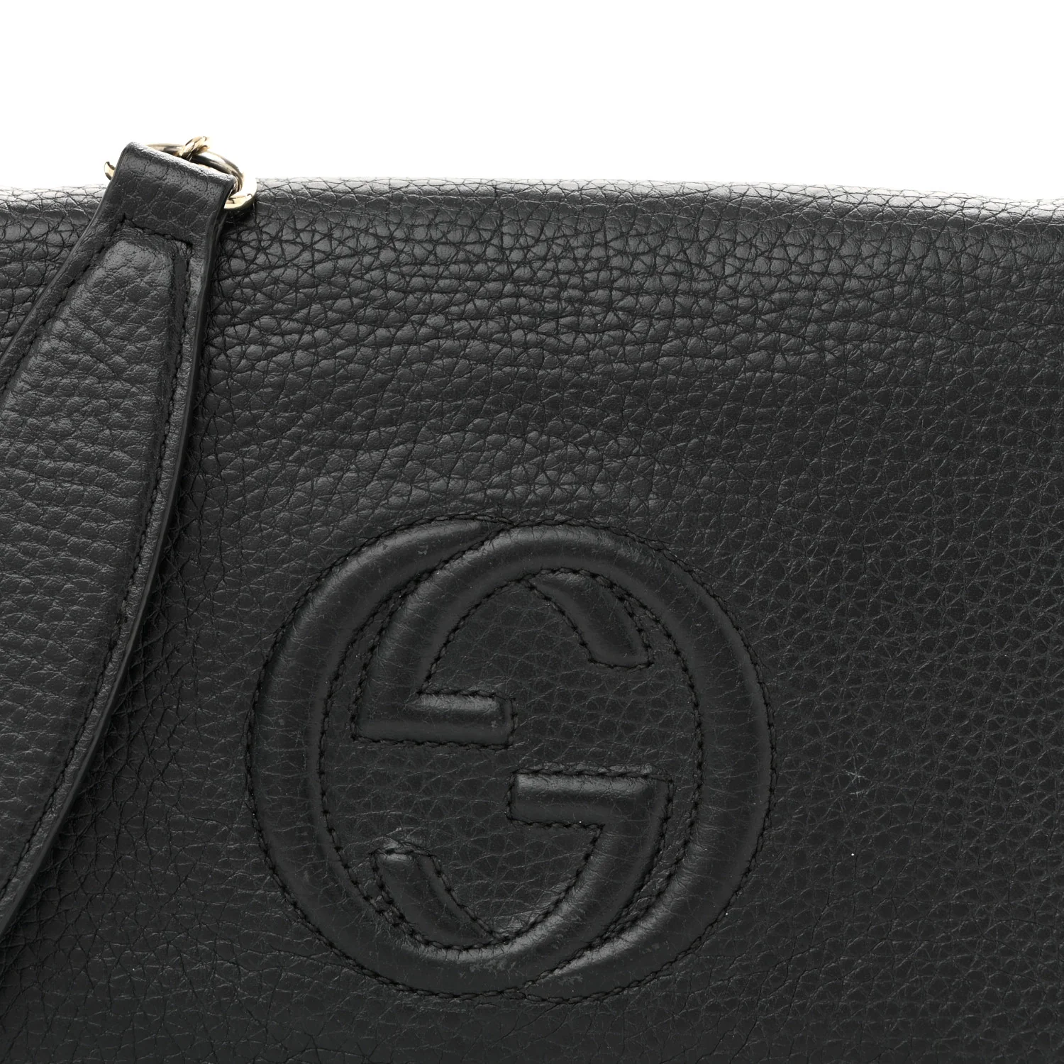 Pebbled Calfskin Soho Wallet On Chain Black - Top Club