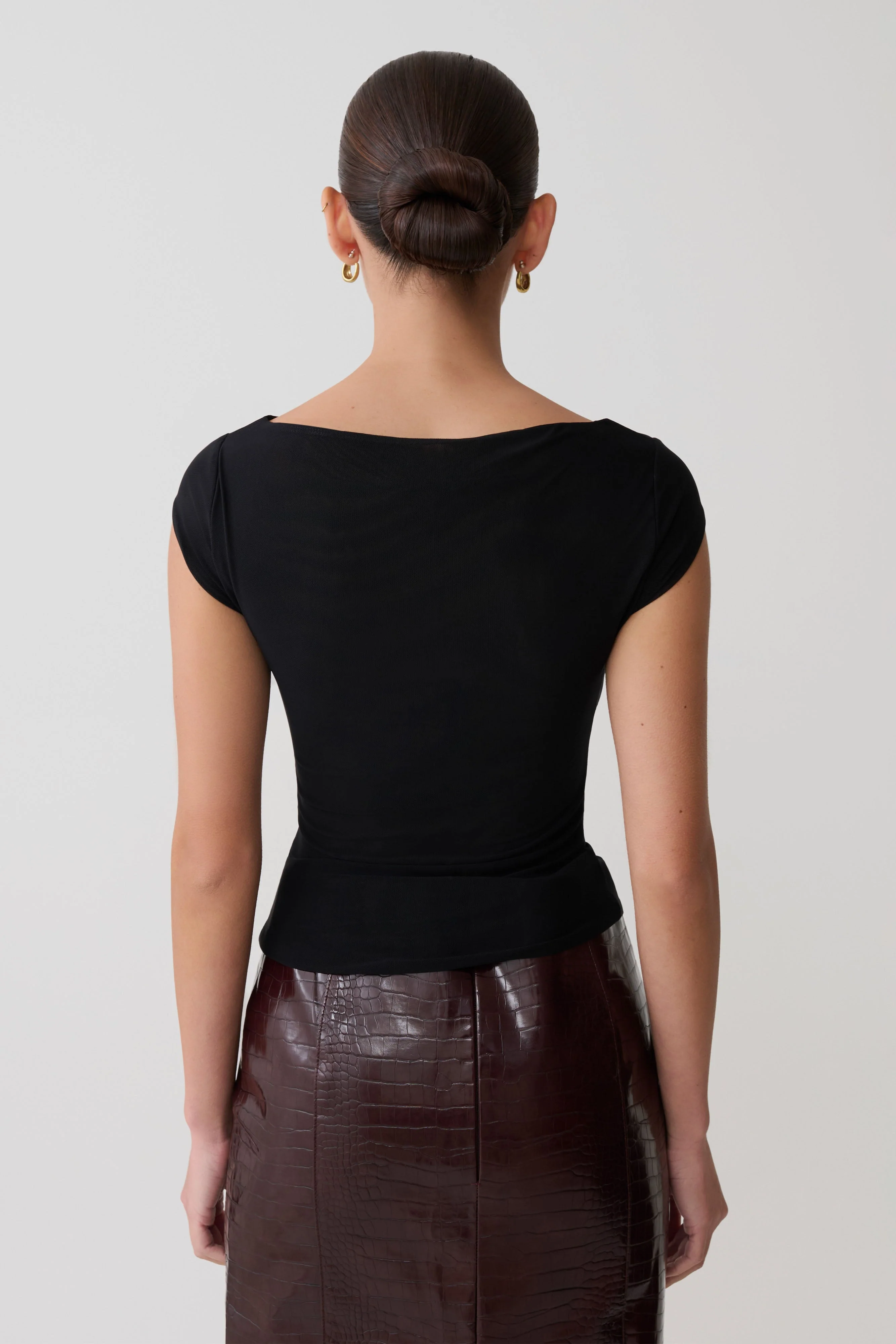 Romana Short Sleeve Mesh Top - Black
