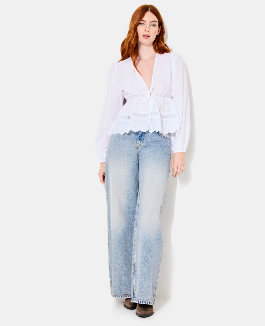 Pimkie Blouse avec dentelle et nouettes