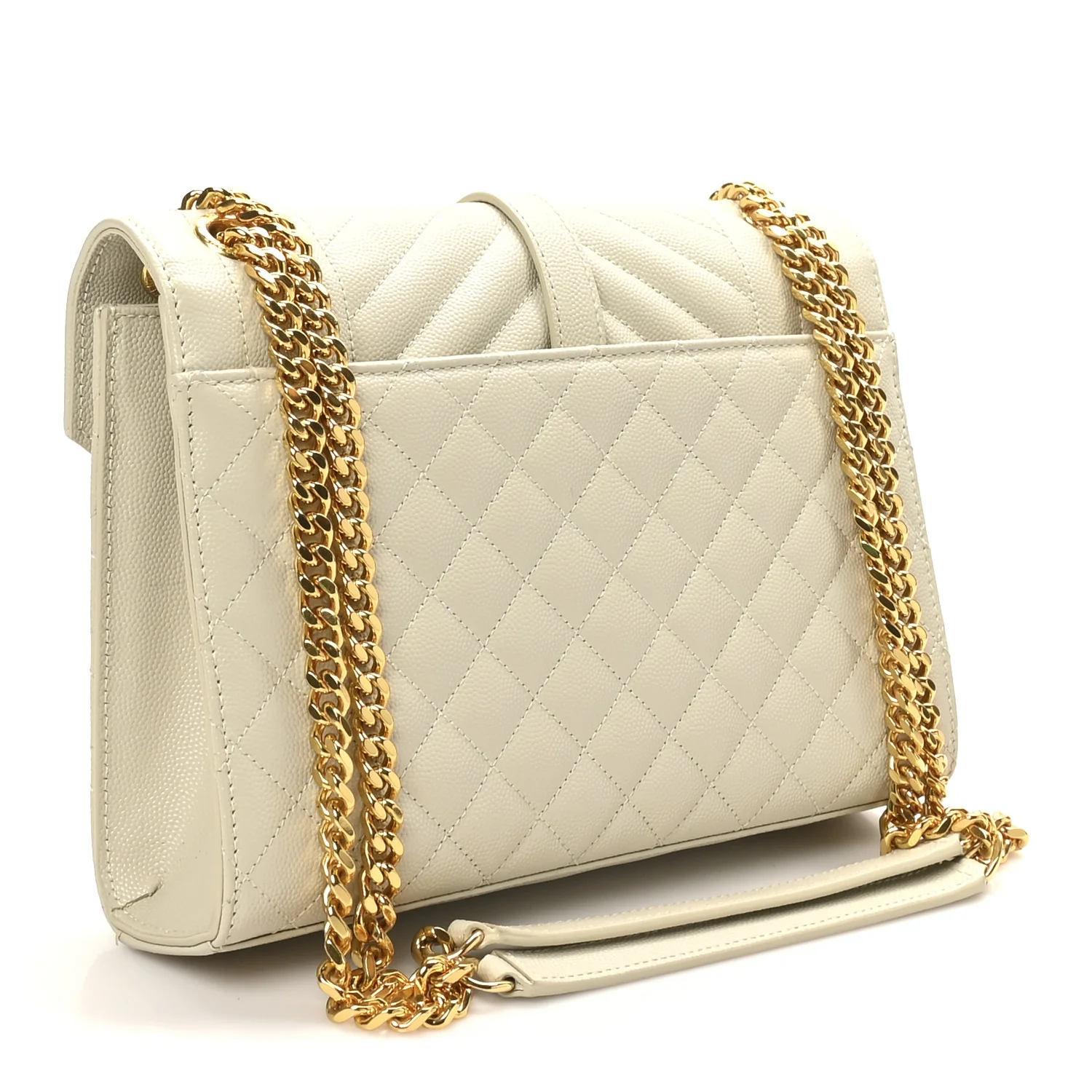 Grain De Poudre Textured Mixed Matelasse Medium Triquilt Monogram Satchel Crema Soft - Top Club