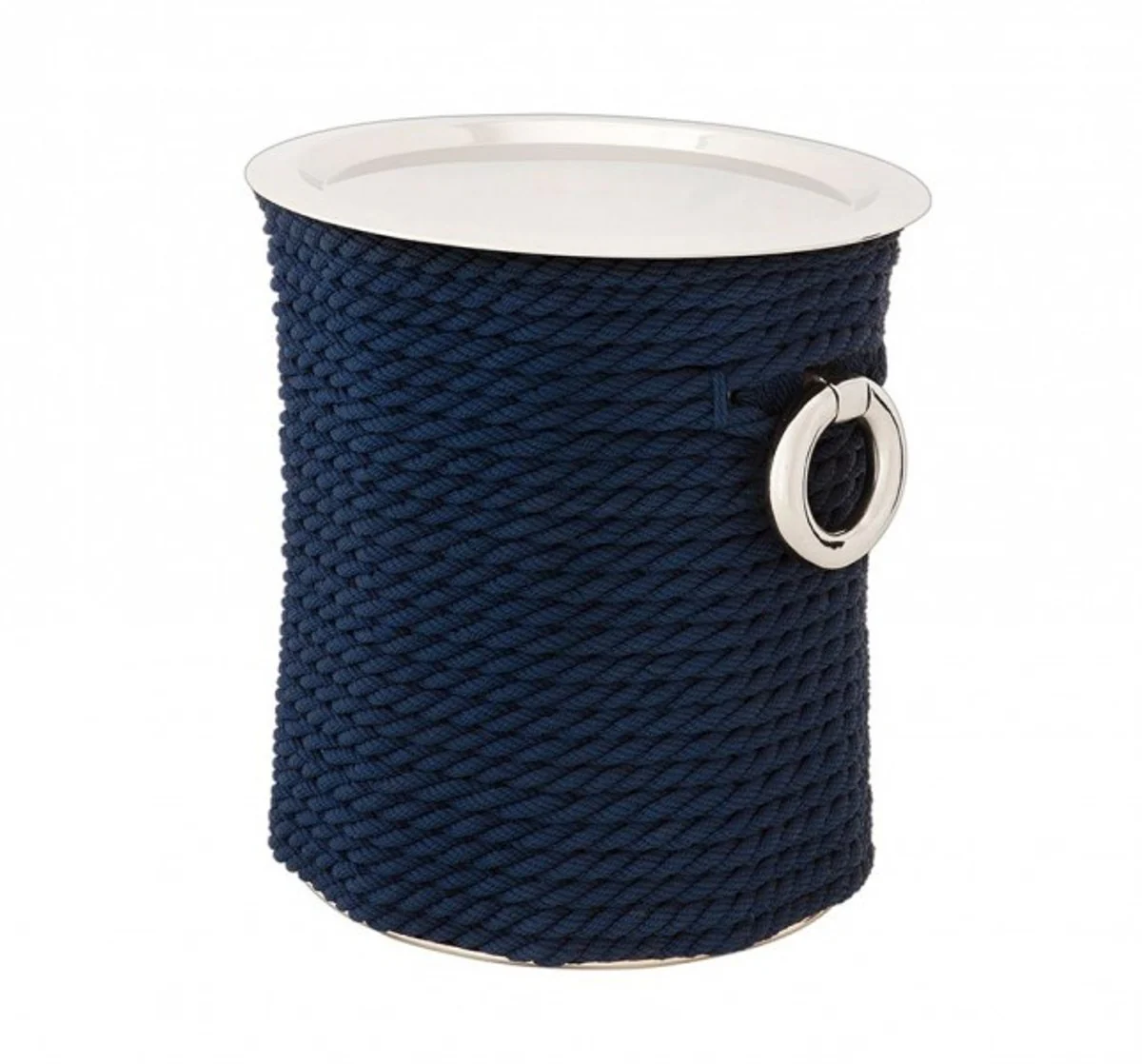 Luxury Art Deco designer side table nickel with blue rope - Luxury side table