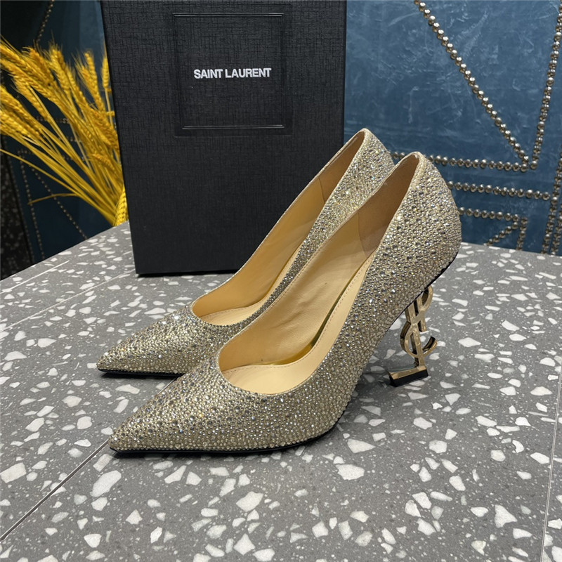 YSL rhinestone high heel classic logo letter high heel sandals - Sneaker Replica Workshop
