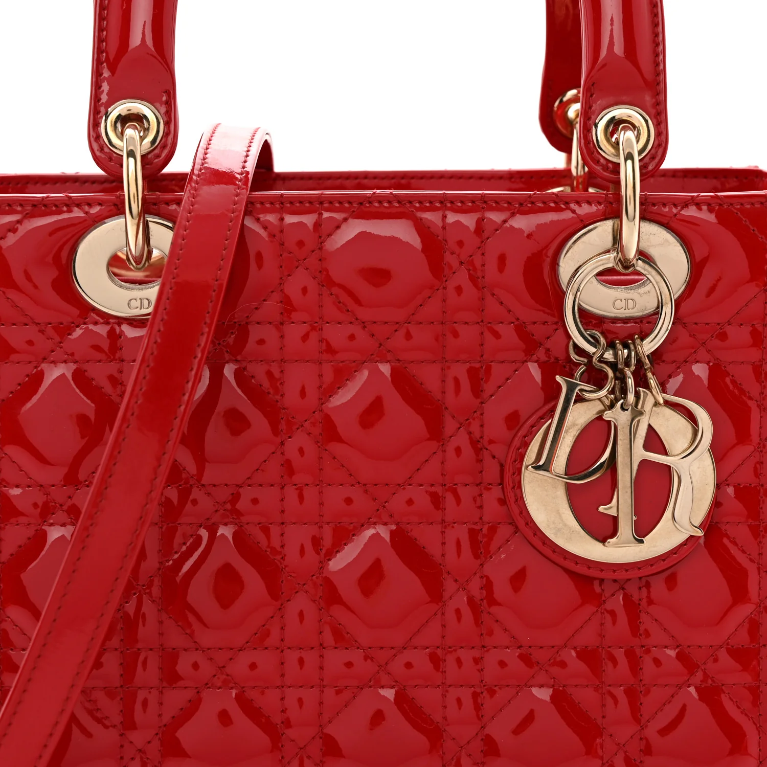 Patent Cannage Medium Lady Dior Red - Top Club