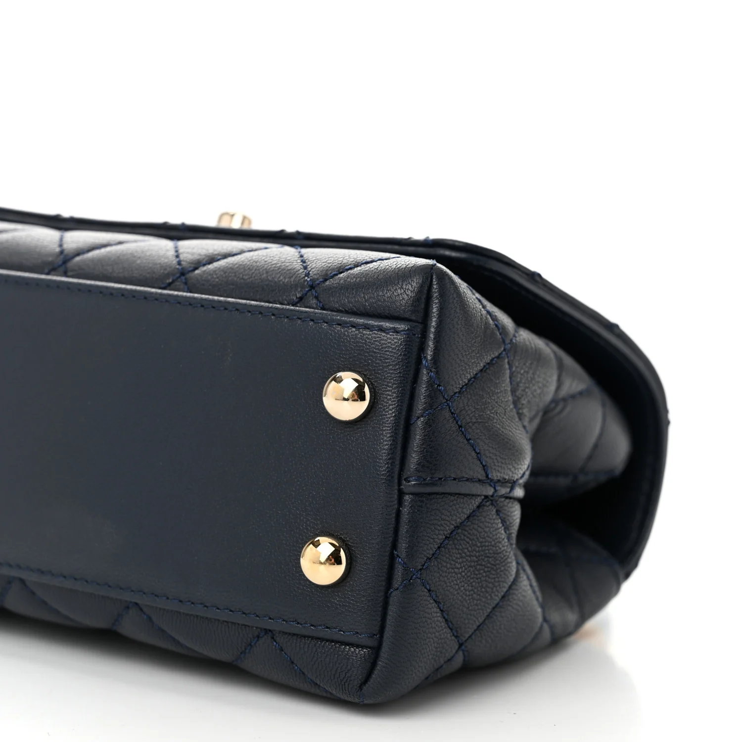 Goatskin Quilted Extra Mini Rainbow Coco Handle Flap Navy Blue - Top Club