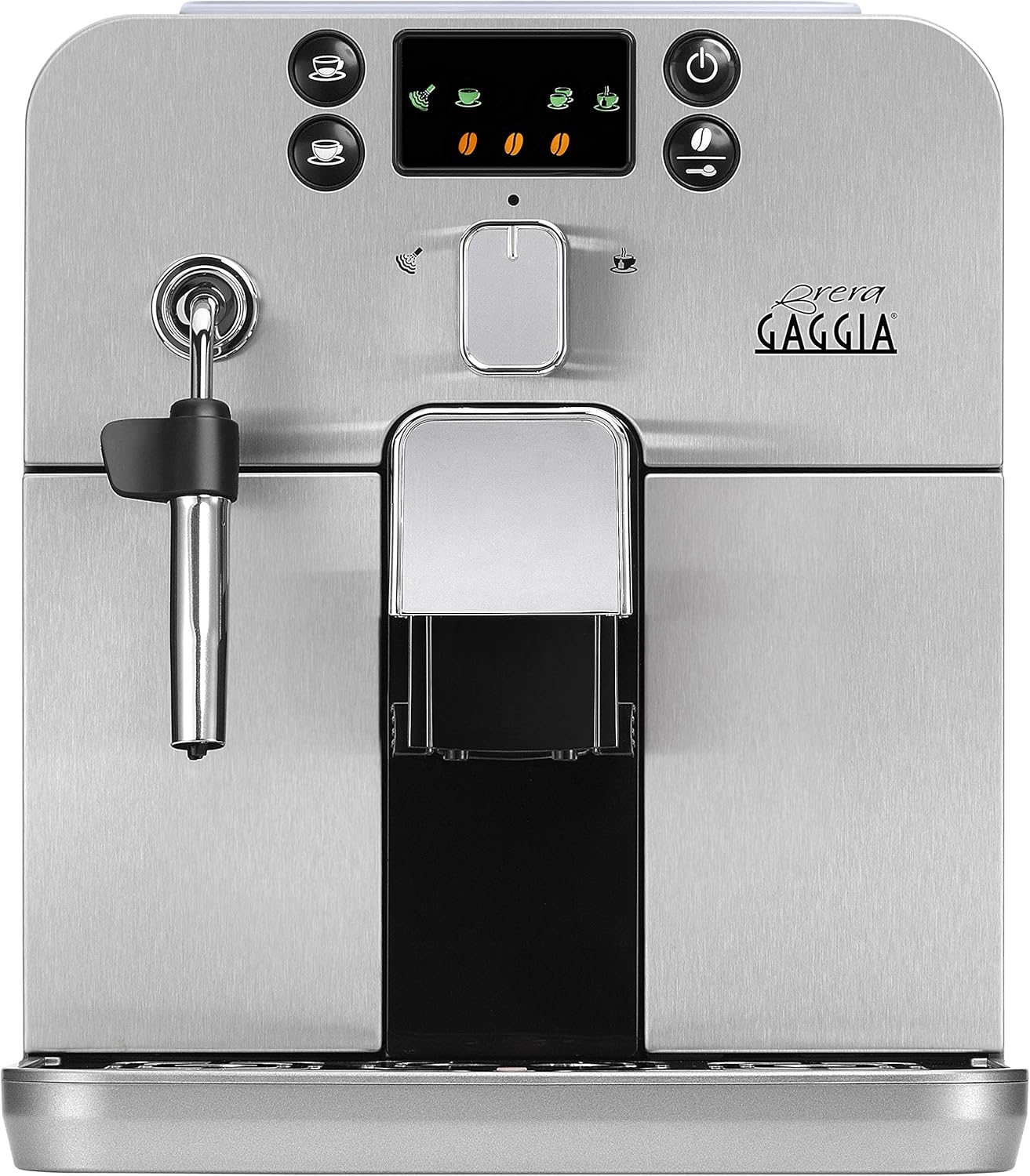 Gaggia RI9305/01 Brera - Macchina da Caffè Automatica per Espresso e Cappuccino, Caffè in Grani o Macinato, 1400W,100% Made in Italy, Argento (Browny Silver)