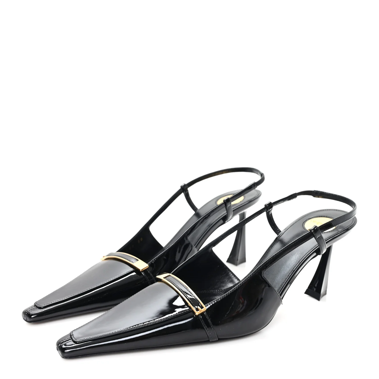 Patent Calfskin Jacqueline 75 Slingback Pumps 38 Black - Top Club