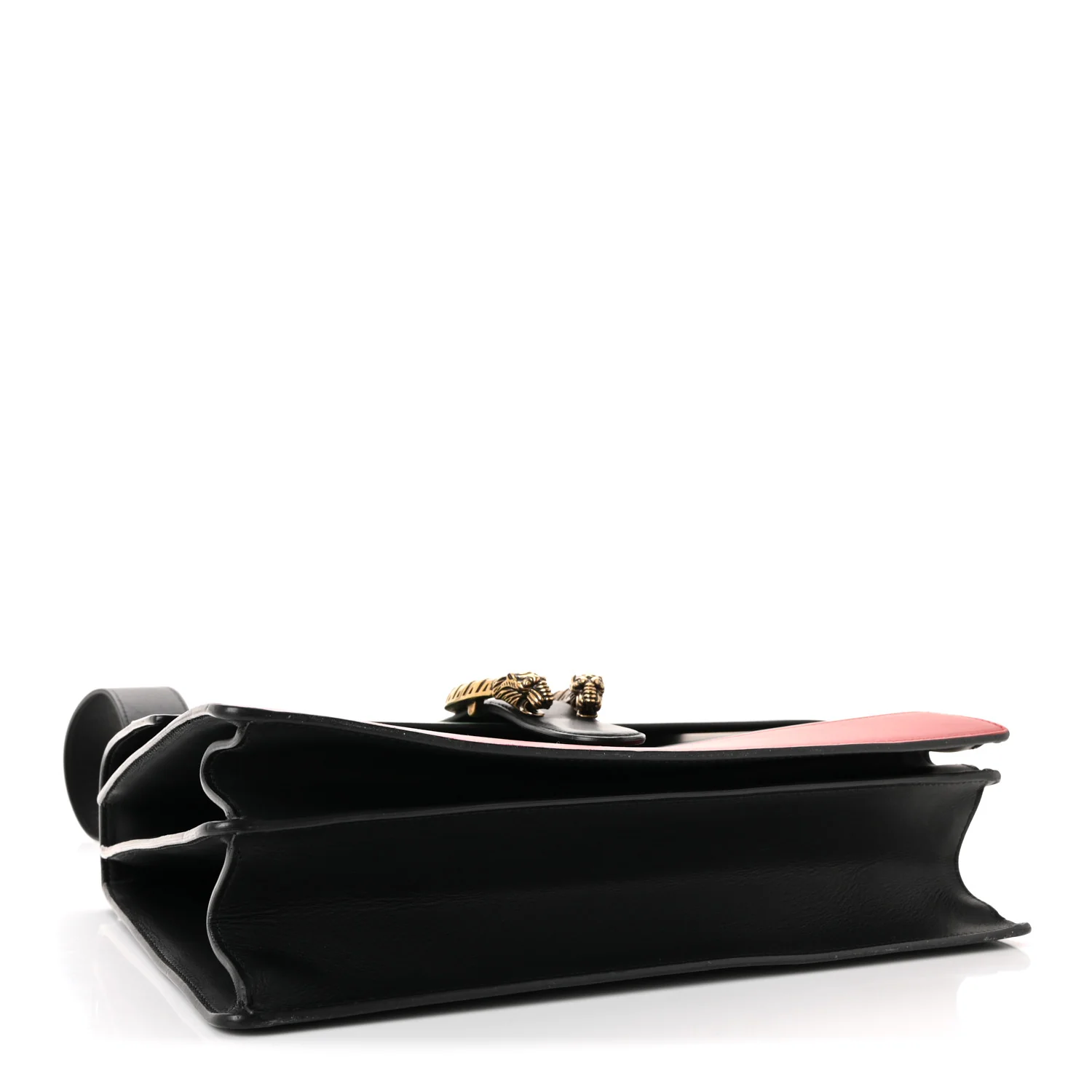 Moon Calfskin Web Large Dionysus Bamboo Top Handle Bag Black Bright Evergreen Hibiscus Red - Top Club