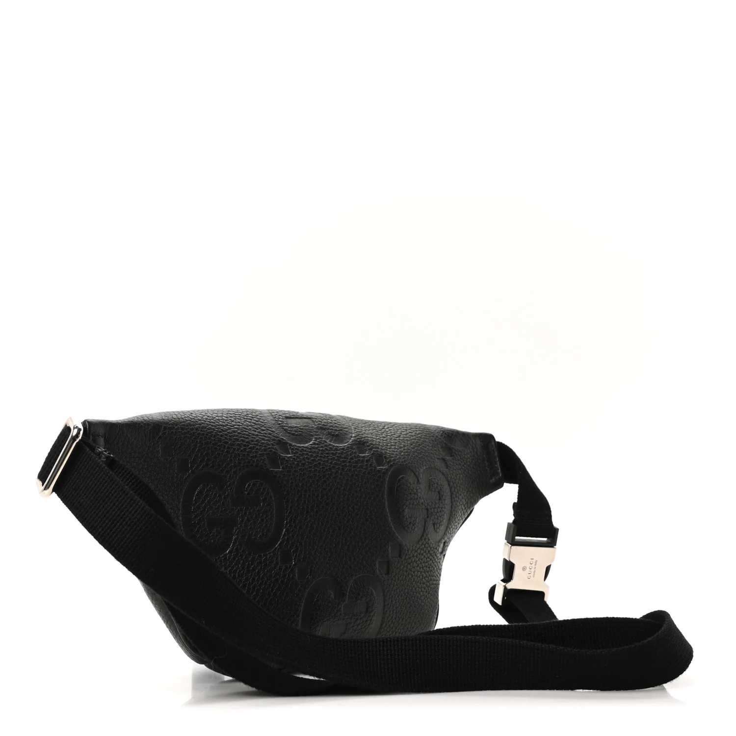 Piuma Calfskin Jumbo GG Embossed Small Belt Bag Black - Top Club