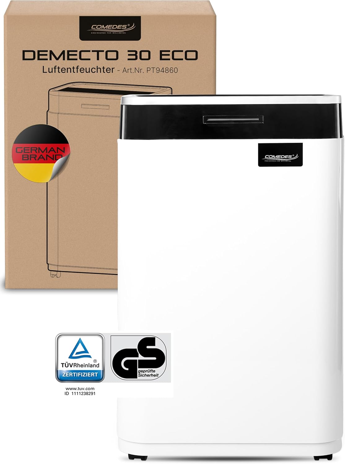 Comedes Demecto 30 eco - Deumidificatore per edilizia (max 25 litri/24 h) adatto per tutte le stanze e cantine fino a 100 m²/230 m³