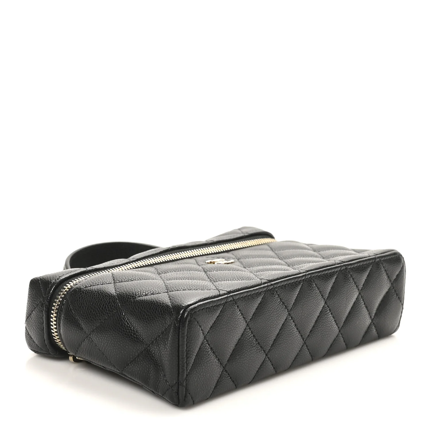 Caviar Quilted Top Handle Slim Vanity With Chain Black - Top Club