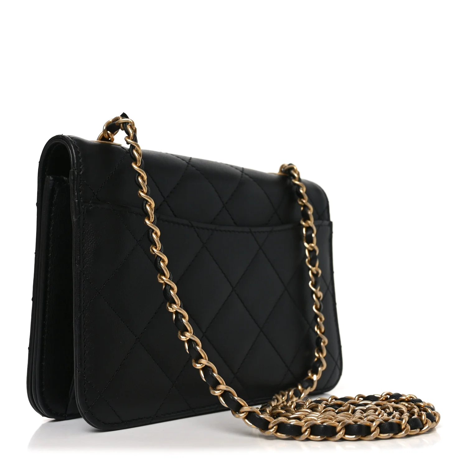 Calfskin Quilted Crystal Pearl Small Flap Bag Black - Top Club