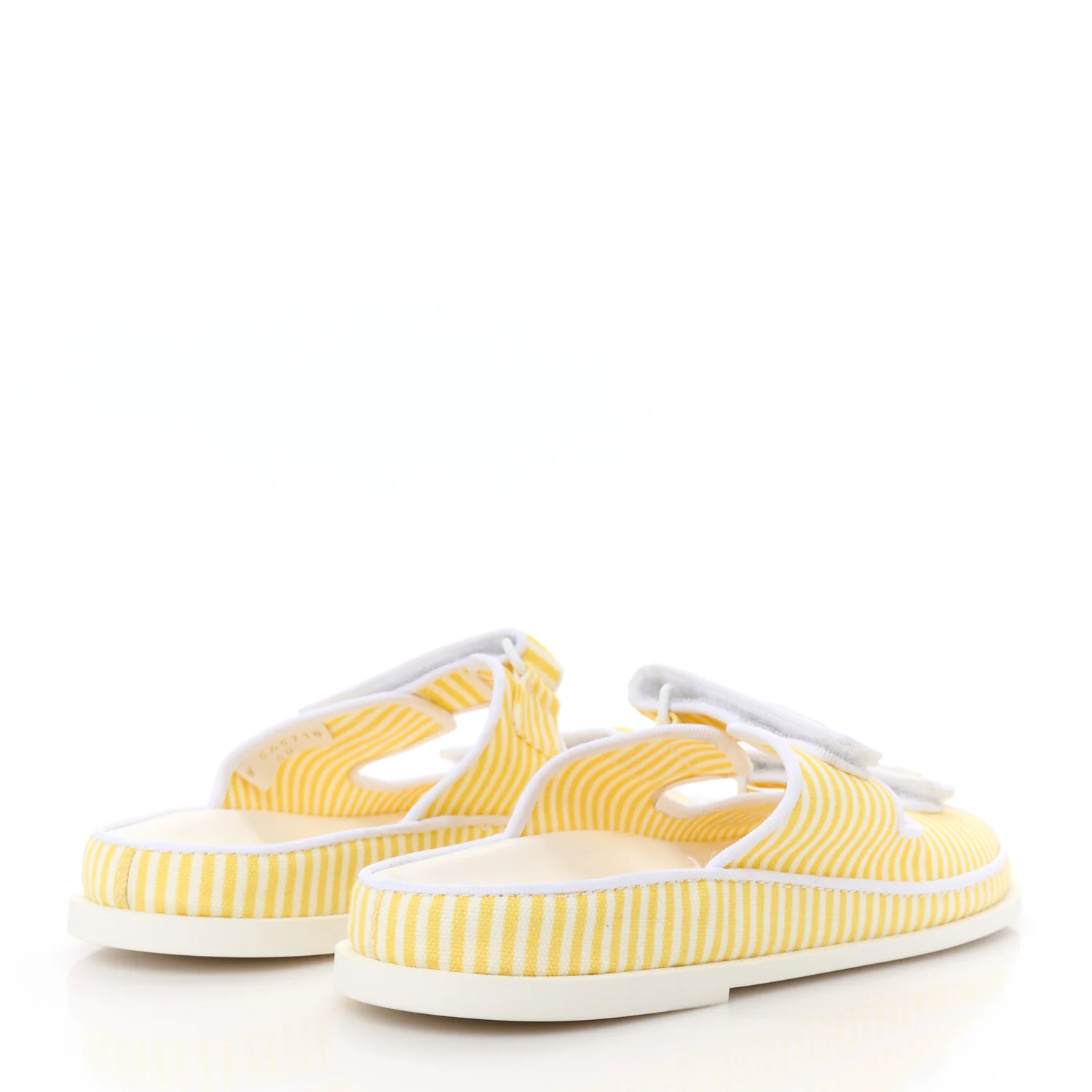 Printed Calfskin Velcro Dad Flat Mules 40 White Yellow - Top Club
