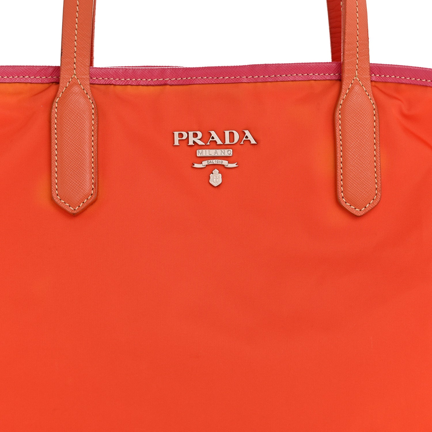 Tessuto Nylon Saffiano Tote Papaya Ibisco - Top Club