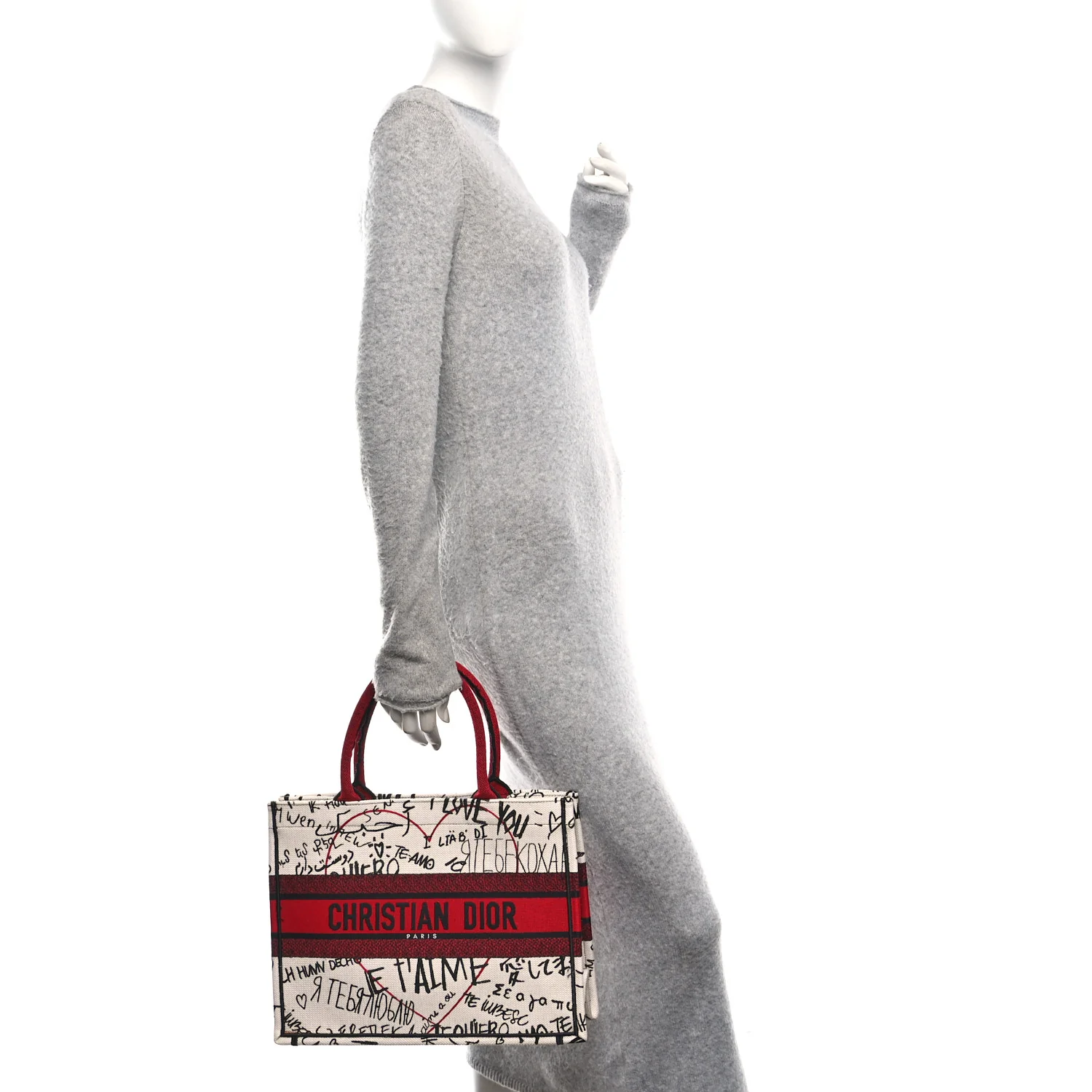 Canvas Embroidered Medium Dioramour Graffiti Book Tote Latte Multicolor
