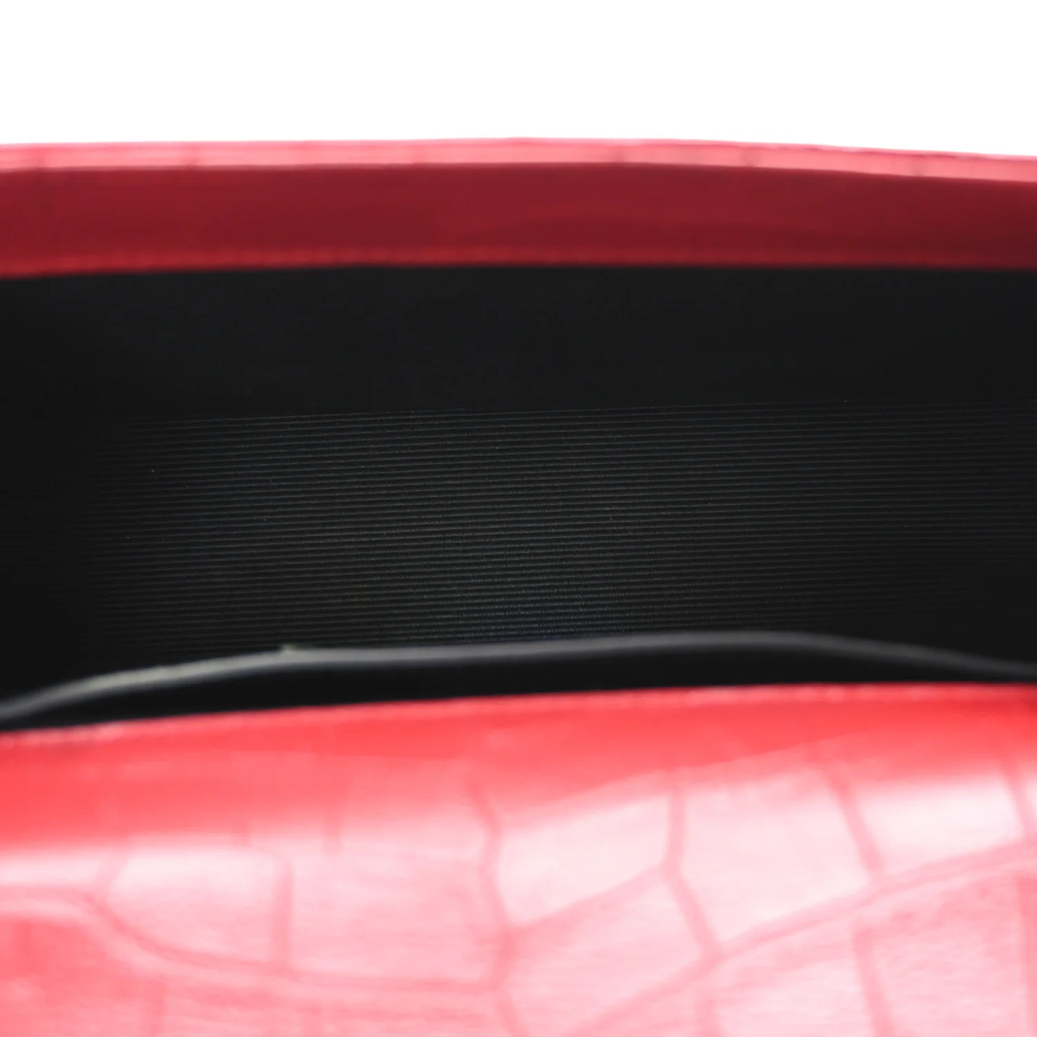 Calfskin Crocodile Embossed Small Classic Monogram Kate Tassel Satchel Red - Top Club