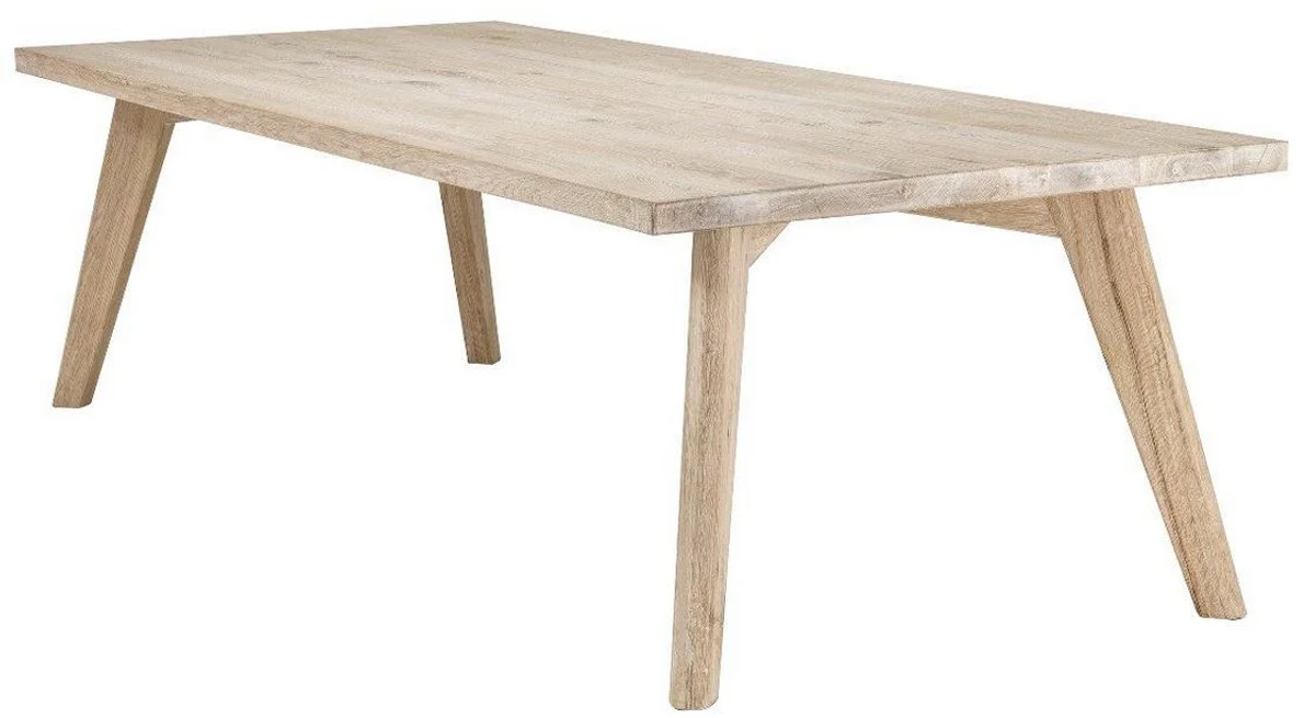 Luxury solid wood dining table natural colors 280 x 110.5 x H. 76 cm - Rectangular oak wood kitchen table - Solid wood dining room furniture - Luxury quality