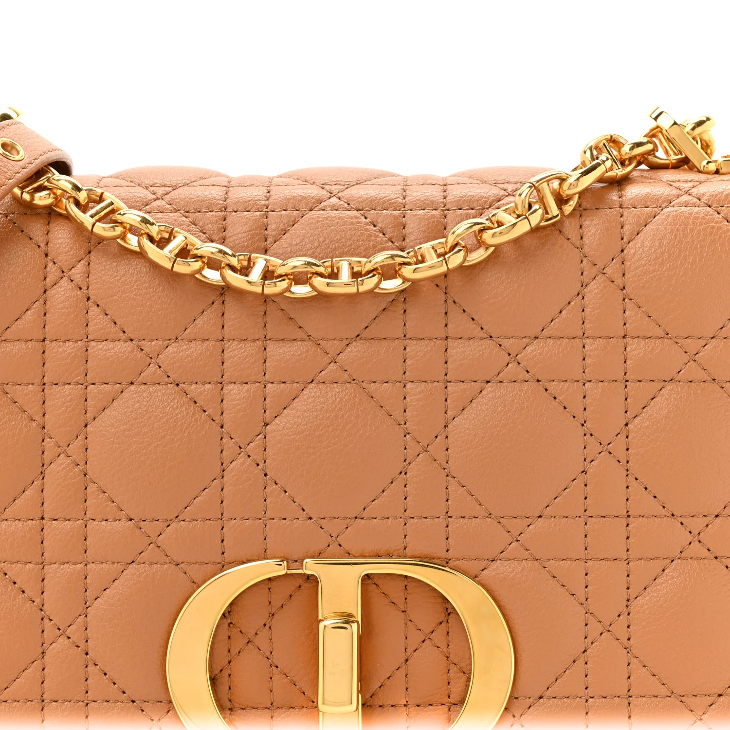 Calfskin Cannage Medium Caro Bag Tan - Top Club