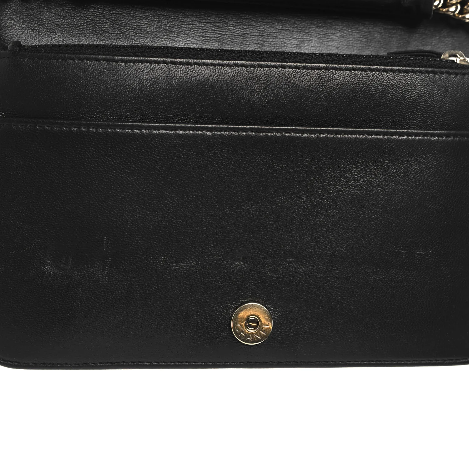 Lambskin Chevron Boy Wallet On Chain WOC Black - Top Club