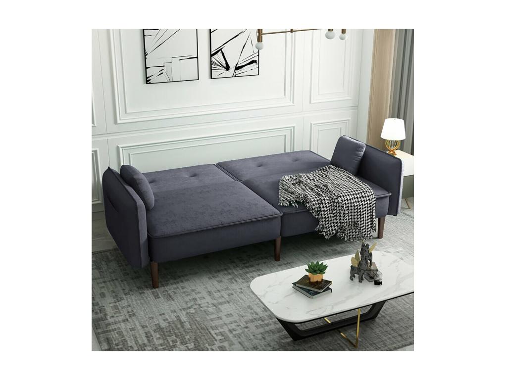 Sofá cama - gris elegante y práctico para espacios reducidos