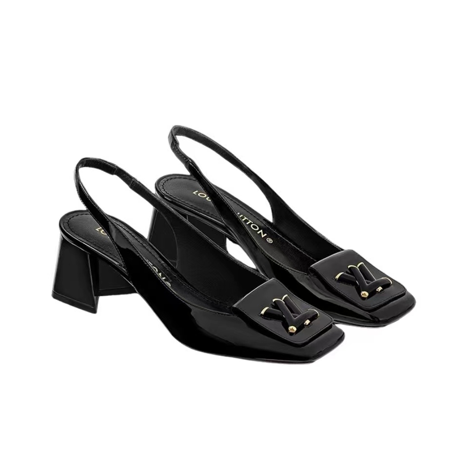 Louis Vuitton LV Half a Pack of Horseshoe Heels Slide Sandal (Replica) - Sneaker Replica Workshop