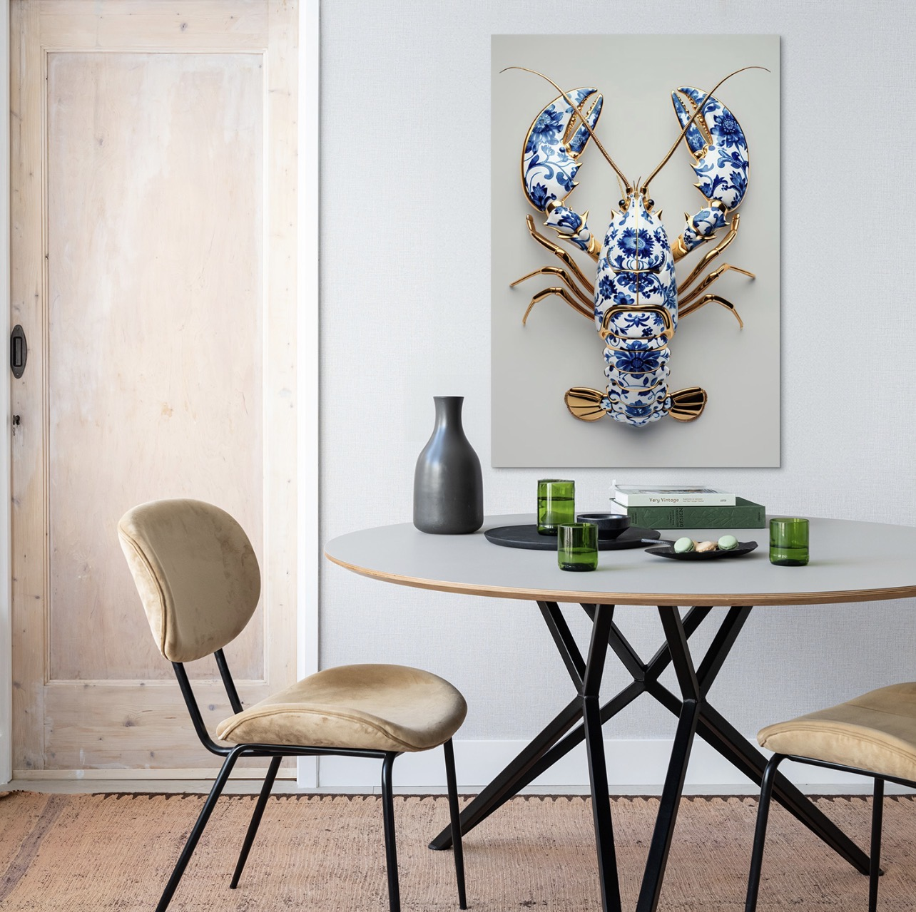 Plexiglas schilderij 'Golden Lobster D.B.Porselein' 80x120cm