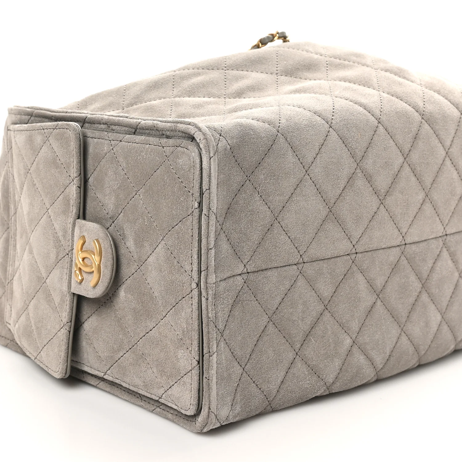 Suede Quilted Medium Chanel 25 Handbag Dark Grey - Top Club