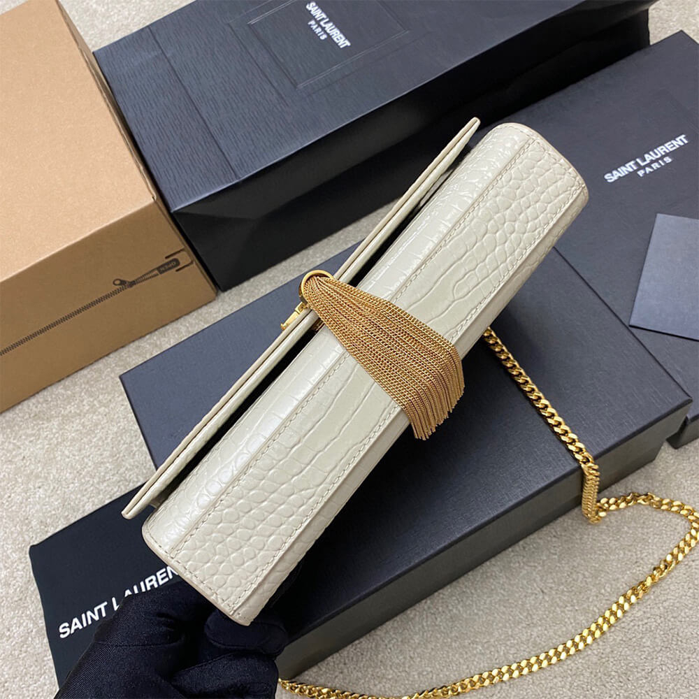 YSL kate medium tassel in crocodile-embossed leather - Top Club