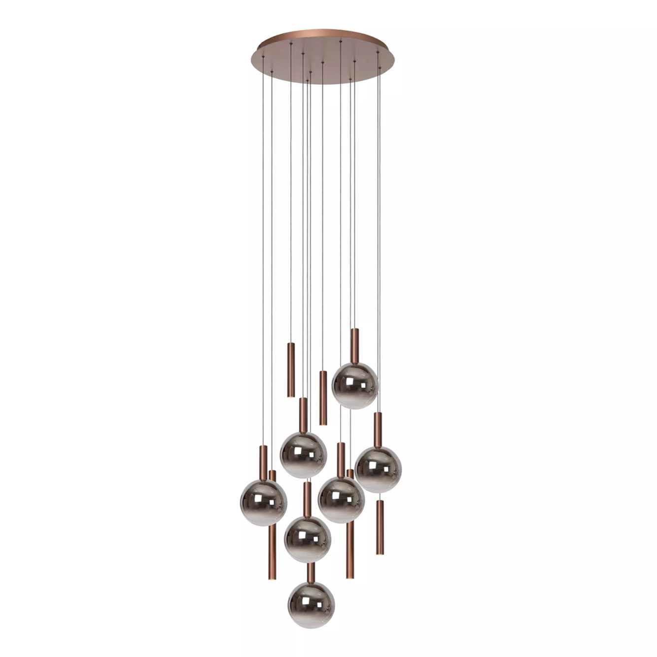 Hanglamp Jasmine rond 12-lichts koper