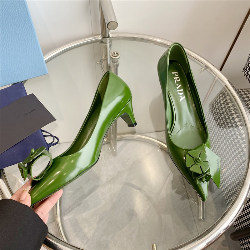 prada flower pointed toe small cone heel shoes - Sneaker Replica Workshop