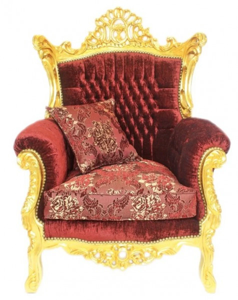 Baroque living room set Master Bordeaux pattern velvet fabric / gold - 2 sofa + 2 armchairs - Limited Edition!
