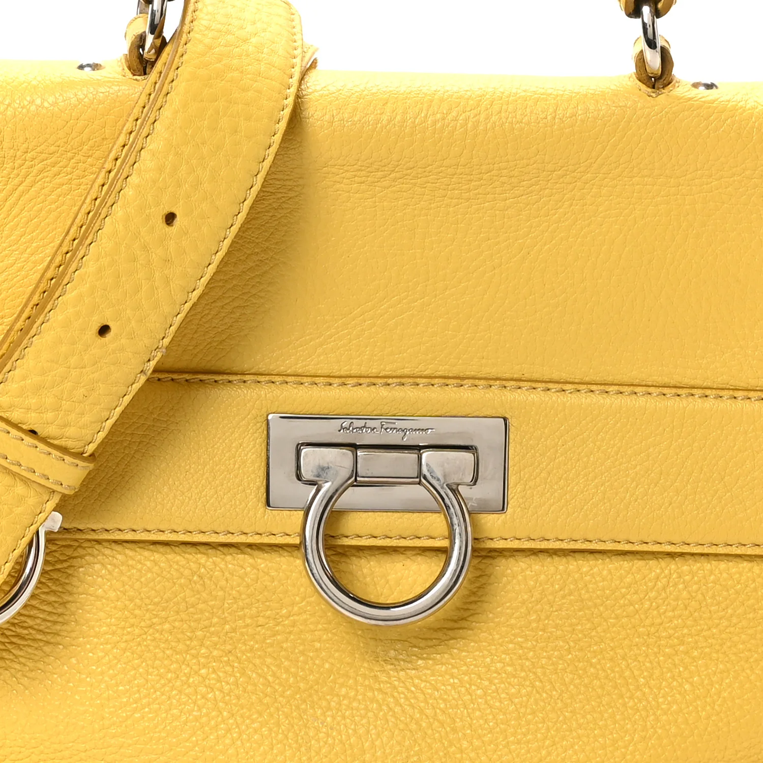 Calfskin Sofia Gancini Satchel Yellow - Top Club