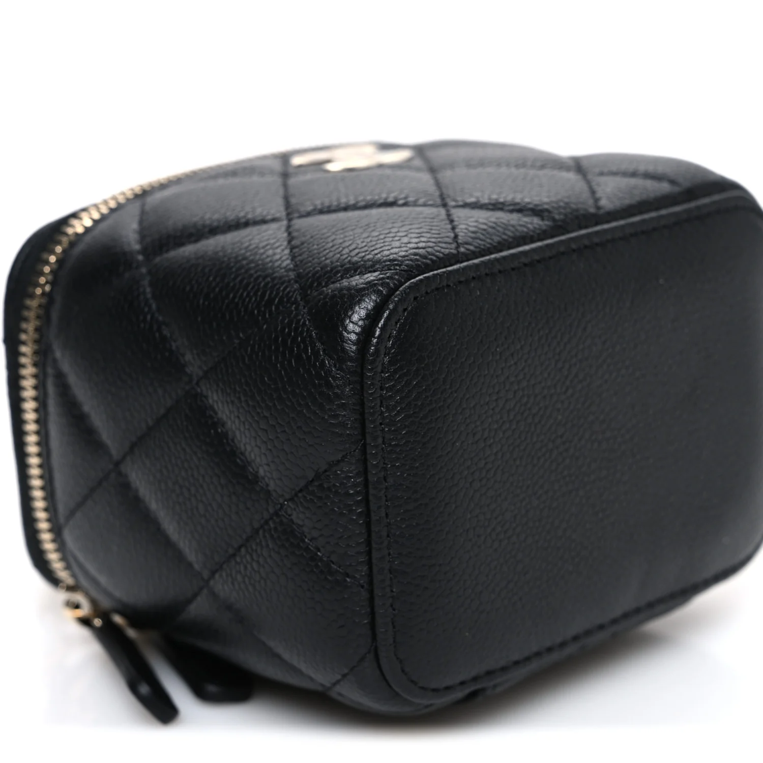 Caviar Quilted Mini Vanity Case With Chain Black - Top Club
