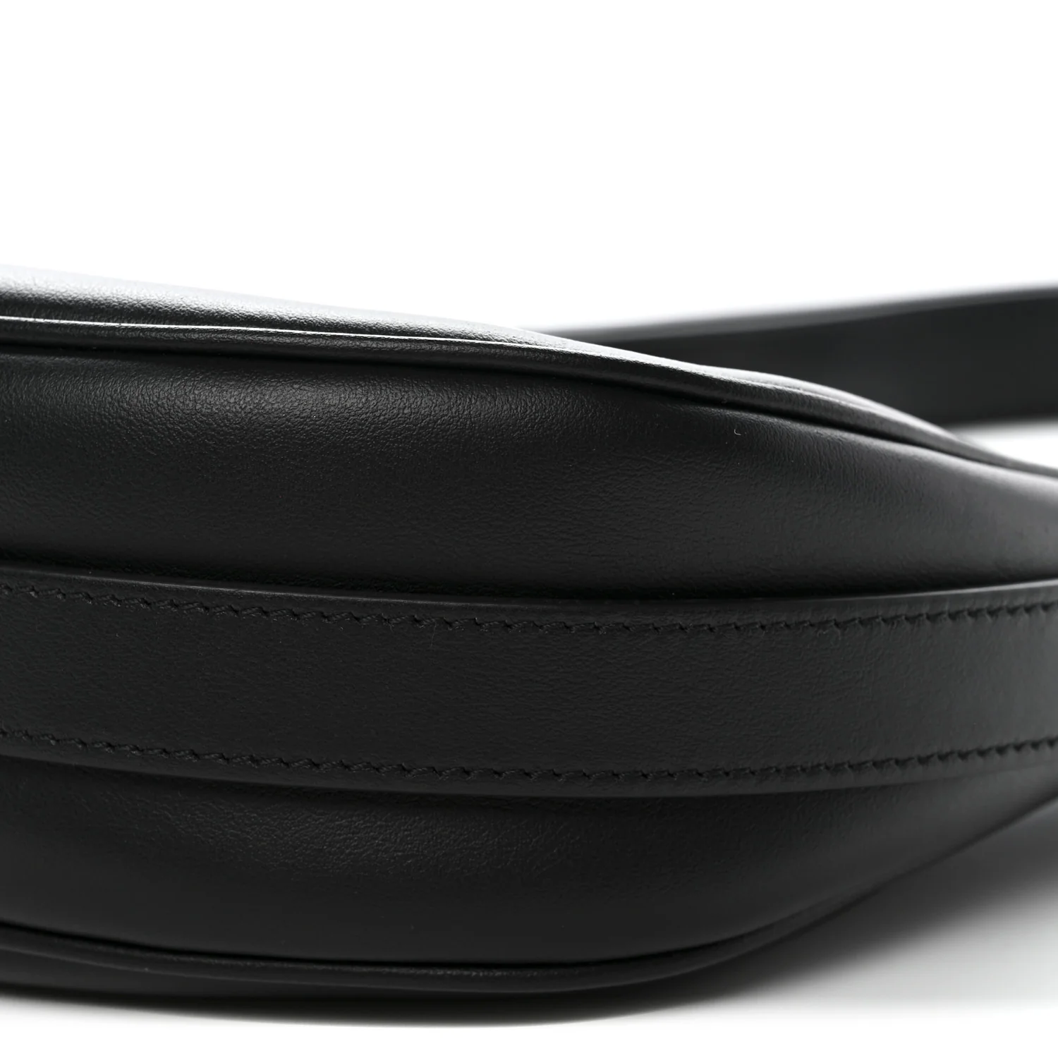Smooth Calfskin Medium Strap Ava Shoulder Bag Black - Top Club