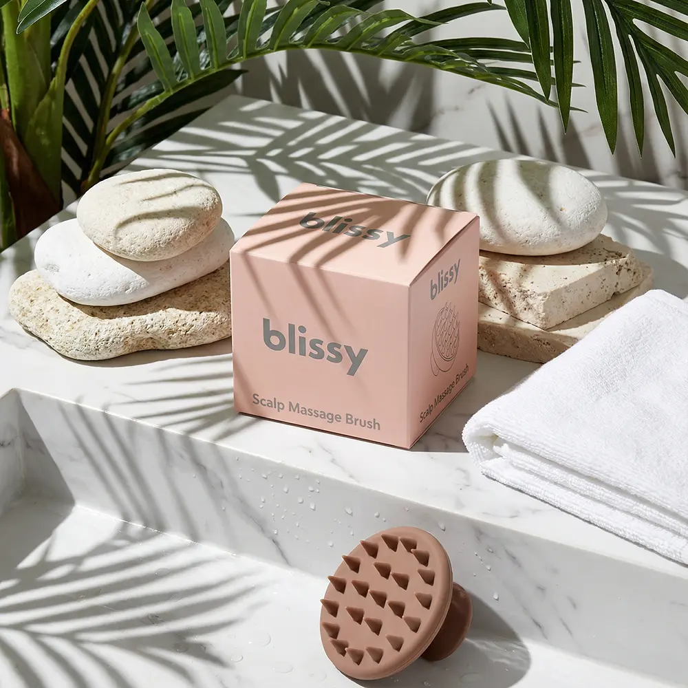 Blissy Scalp Massager Brush – Soft Silicone Bristles – Deep Cleans & Boosts Circulation