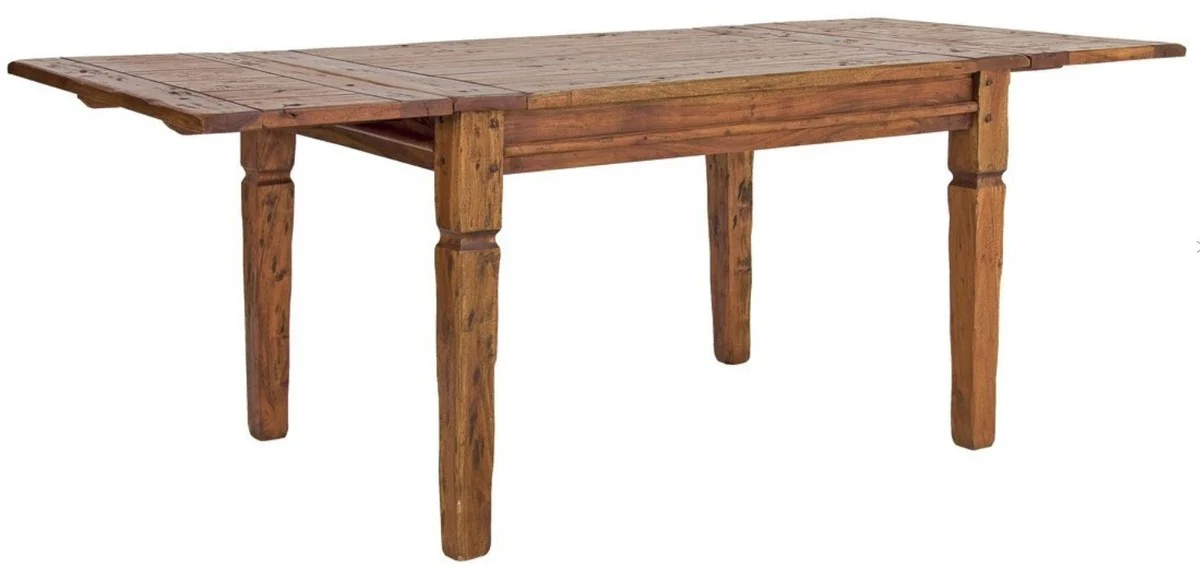 Country house style dining table brown / natural colors 200-290 x 100 x H. 76 cm - Extendable rustic solid wood kitchen table - Rustic dining room furniture - Solid wood furniture - Country house style furniture